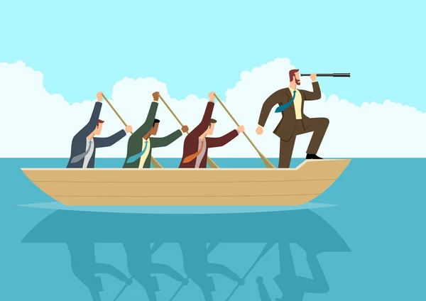 Des hommes d'affaires ramant le bateau — Image vectorielle