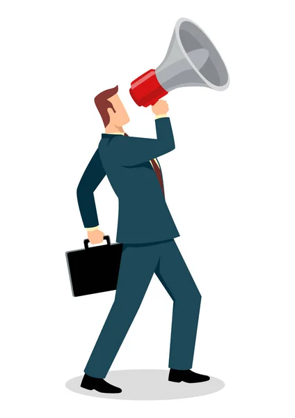 Businessman using a megaphone — Stock Vector