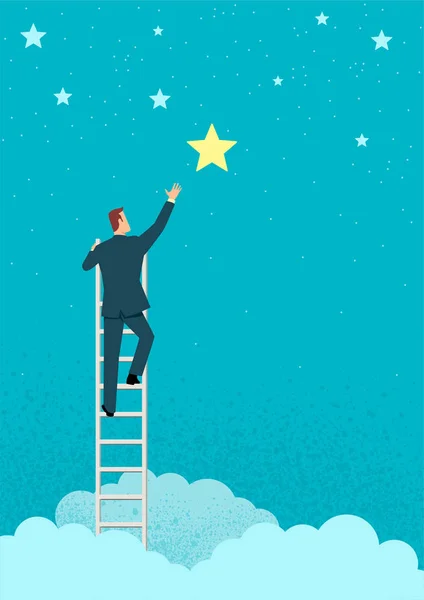 Businessman reach out for the stars — Stock Vector