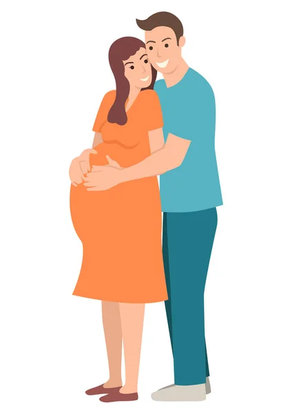 Esposo abrazando a su esposa embarazada — Vector de stock