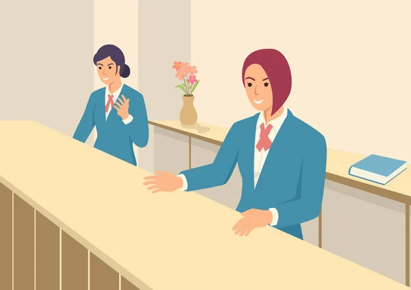 Women in front office with uniform — Stock Vector