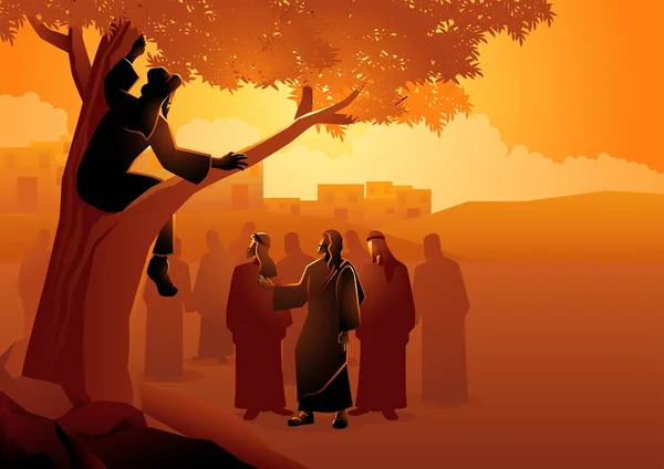 Zacchaeus ปีนขึ้นไปบนต้นไซคามอร์ — ภาพเวกเตอร์สต็อก