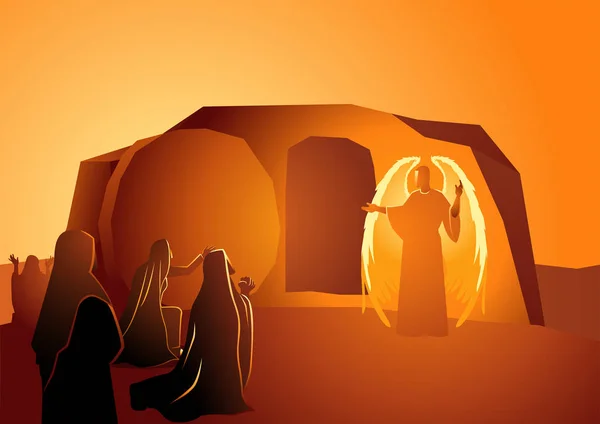 ทูตสวรรค์ปรากฏตัวที่สุสานของพระเยซู — ภาพเวกเตอร์สต็อก