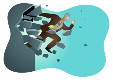 İşadamı atlamak duvar breaking