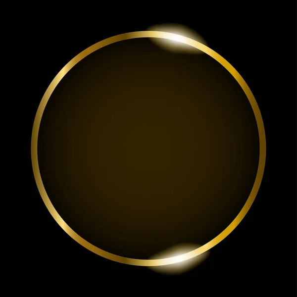 Goldener runder Rahmen isoliert auf schwarzem Hintergrund — Stockvektor