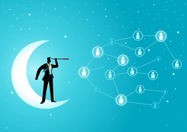 Teleskopla hilal ayda duran işadamı