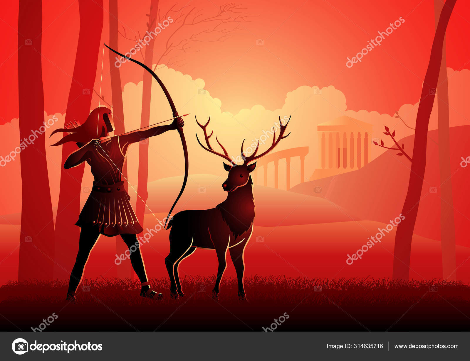 Greek Gods and Goddess Artemis Stock Vector Image by ©rudall30 #314635716