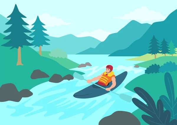 Illustrazione vettoriale del kayak umano — Vettoriale Stock