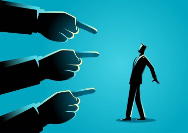 Dev parmaklar tarafından işaret edilen bir iş adamı tasviri