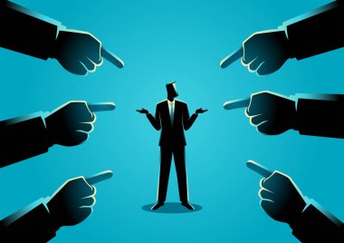 Dev parmaklar tarafından işaret edilen bir iş adamı tasviri