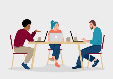 Sıradan giyinen bir grup gencin basit düz vektör çizimi