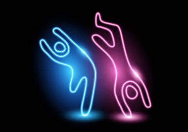 Dans eden neon figürlerin vektör çizimi