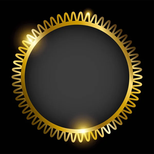 Zlatý Kulatý Rám Izolovaný Černém Pozadí Vektorová Ilustrace — Stockový vektor