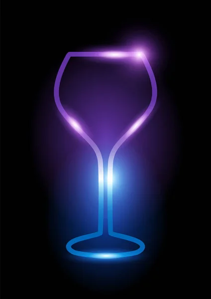 Glowing Neon Wine Glass Icon Isolated Black Background Vector Illustration — Stock Vector