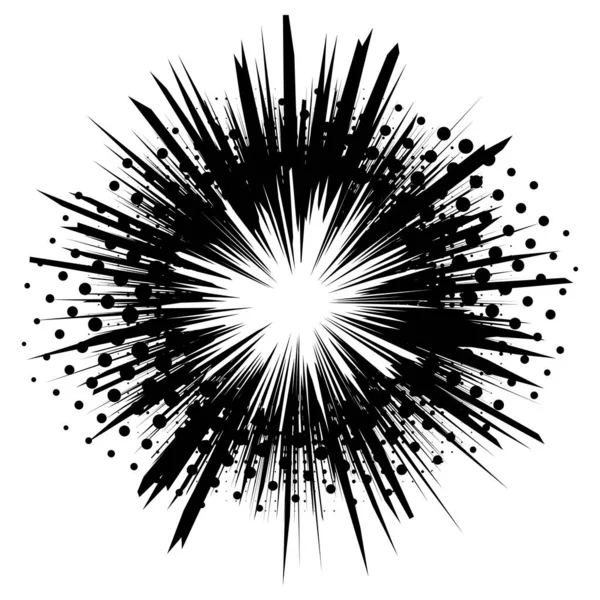Monochromní Vektorová Ilustrace Komické Exploze Komický Výbuch Izolovaný Bílém — Stockový vektor