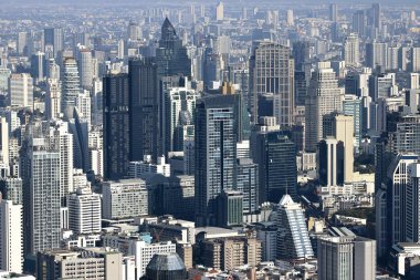 Bangkok cityscape çağdaş modern binanın havadan görünümü