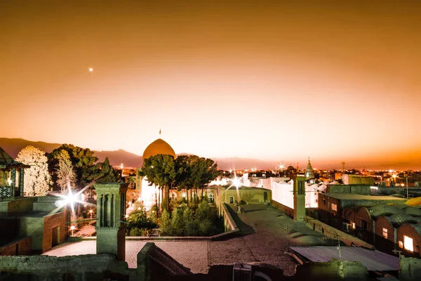 Bel tramonto sul paesaggio urbano del Kashan in Iran — Foto Stock