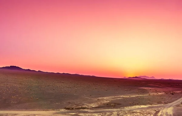 Nézd Rózsaszín Naplemente Sivatagban — Stock Fotó