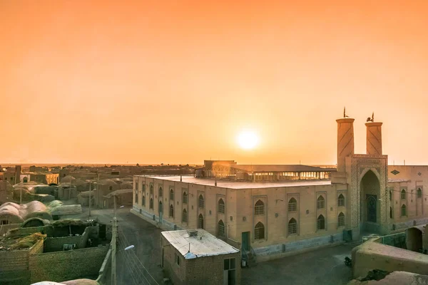 Naplemente Megtekintésére Mecset Ghoortan Útvonalon Község Varzaneh Irán — Stock Fotó