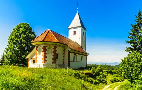 Küçük kilise Cerkev sv. Kamnik, Slovenya dağlarda tarafından Ahaca