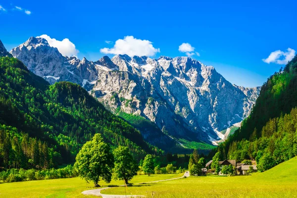 Berge durch das Logar-Tal in den slowenischen Alpen — Stockfoto