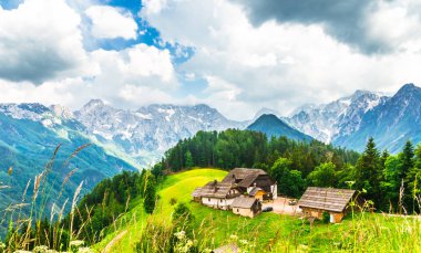Logar vadi tarafından Sloven Alpleri'nde çiftlikte görüntülemek