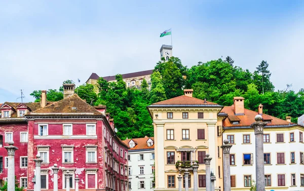 Lublanica zamku i miasta - Słowenia — Zdjęcie stockowe