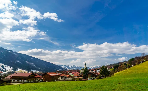 Vedere Satul Bad Hindelang Din Alpii Bavarezi Germania — Fotografie, imagine de stoc