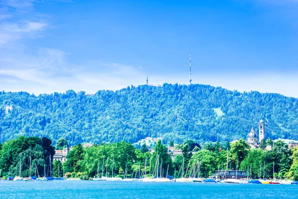 Vista Sobre Lago Zurich Montaña Uetli Zurich Suiza — Foto de Stock