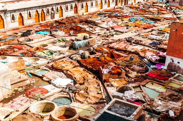 Vista Sobre Curtume Souk Arrakesh Marrocos — Fotografia de Stock