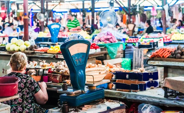 View on local market with fresh products in Kutaisi, Georgia