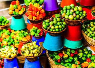 Vie won Fresh Vegetable Market in San Cristobal de las Casas, Chiapas, Mexico clipart