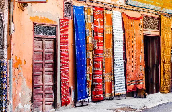View on Berber Carpets in Souk of Marrakech — Stock Photo, Image