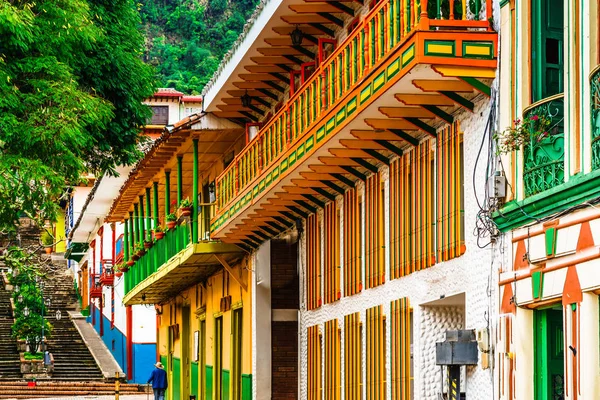 Uitzicht op Jerico, Colombia, Antioquia, straten van de koloniale stad, gelegen in het zuidwesten van Antioquia, Colombia — Stockfoto