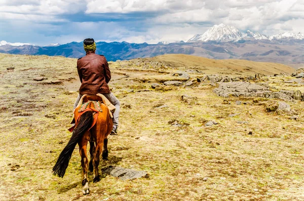 Zicht op Made op Horse in de hooglanden van Sichuan — Stockfoto