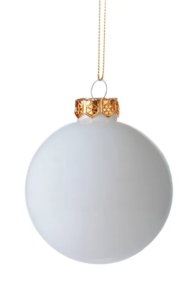 Bola Natal Branco Isolado Fundo Branco — Fotografia de Stock