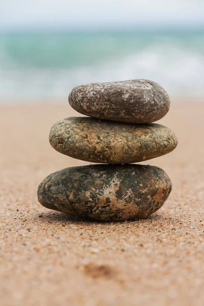 Balance Pebbles Stack Coast — Stock Photo, Image