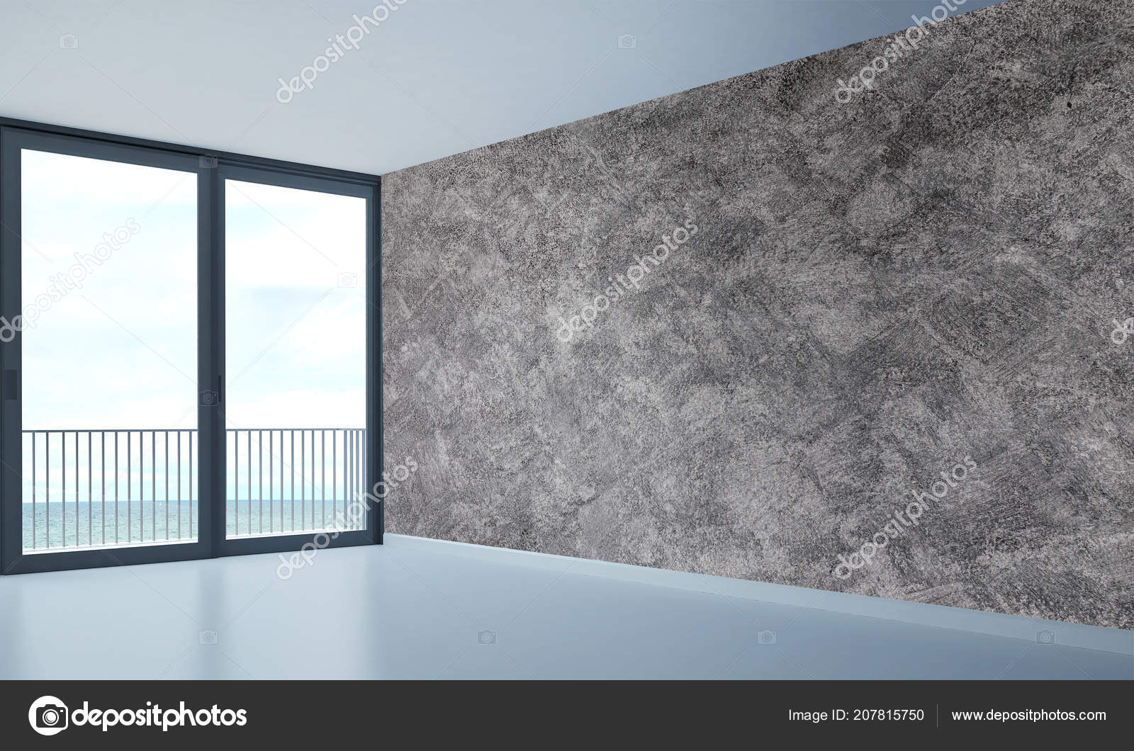 Modern Empty Living Room Interior Design Concrete Texture