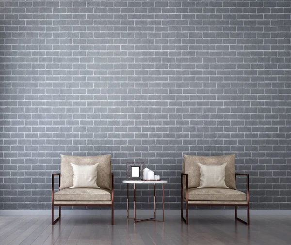 Minimální Obývací Pokoj Design Interiéru Cihel Textury Zdi Vzor Pozadí — Stock fotografie