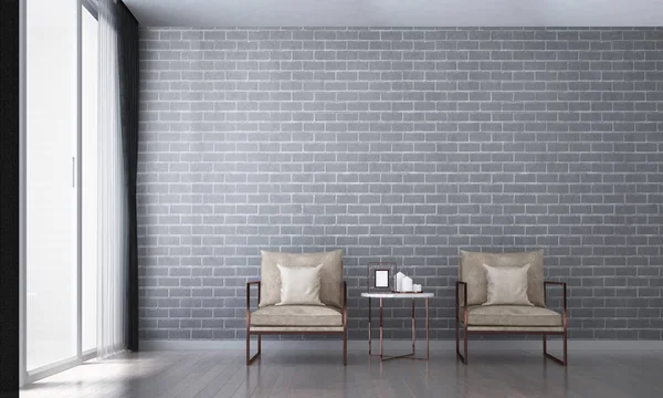 Luxury Living Room Interior Design Brick Texture Wall Pattern Background — Stock Photo, Image