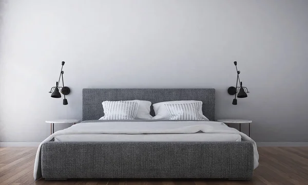 3d render inteiror tasarım en az yatak odası ve duvar arka plan doku