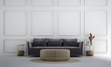 Modern oturma odası iç tasarım ve beyaz doku desen arka plan duvar 