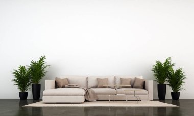 Minimal living room interior design and concrete wall texture background 