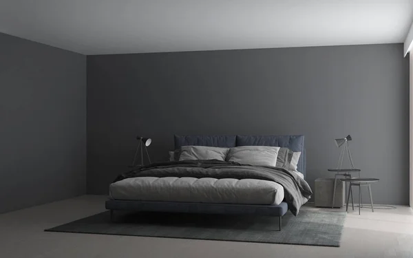 The interior design of modern bedroom and wall background