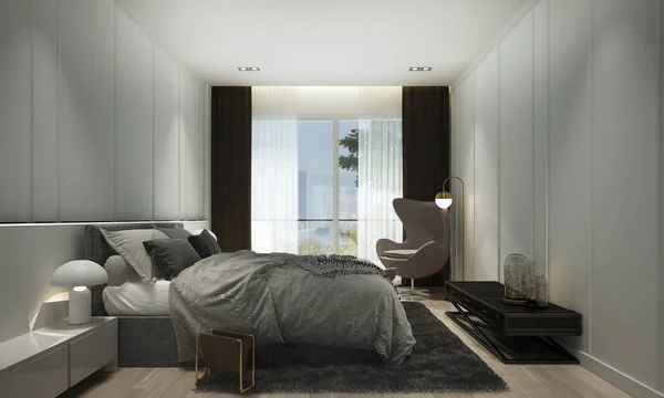 Het Interieur Ontwerp Van Luxe Slaapkamer Interieur — Stockfoto