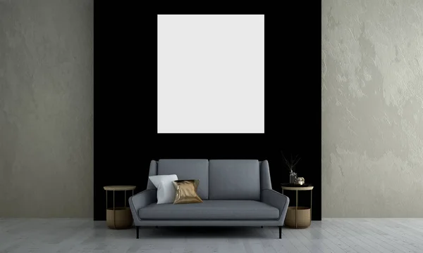 Interior Design Idea Concept Modern Luxury Living Room Black Wall — Stock Photo, Image