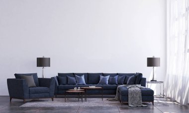 Modern beyaz oturma odası iç tasarım ve duvar dokusu arka plan 
