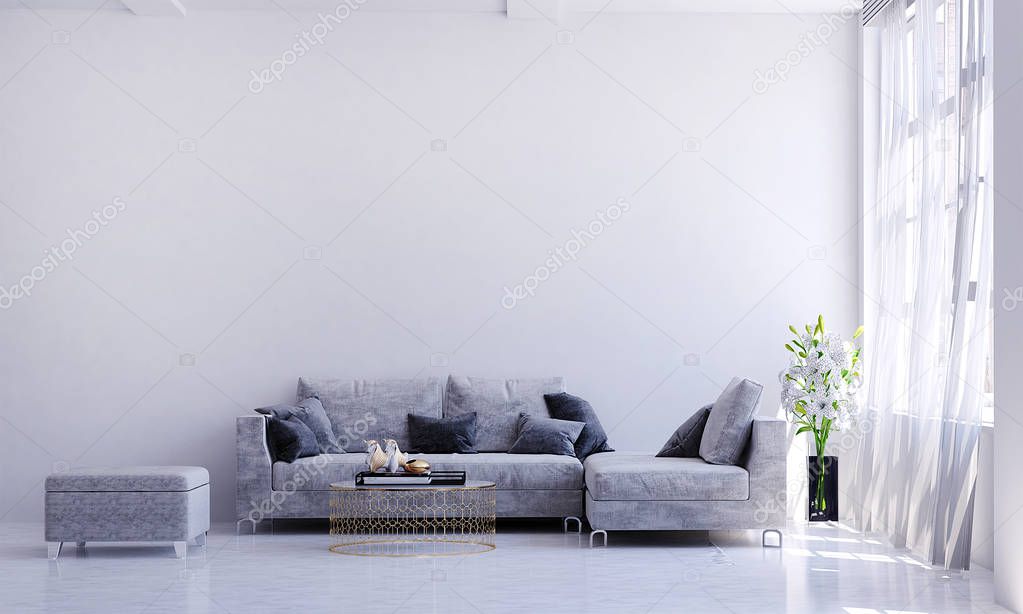 Modern living room interior design and wall texture background 