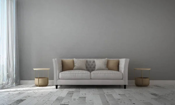Modern loft salon ve oturma odası ve gri beton duvar arka plan iç tasarım