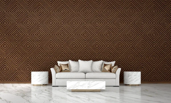 Interior Design Luxury Lounge Living Room Wood Pattern Wall Wall — Stock Photo, Image